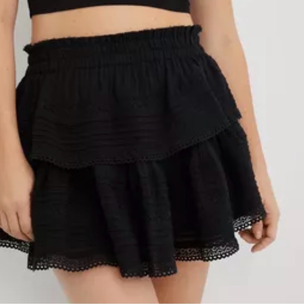 aerie Black Tiered Mini Skirt - Women